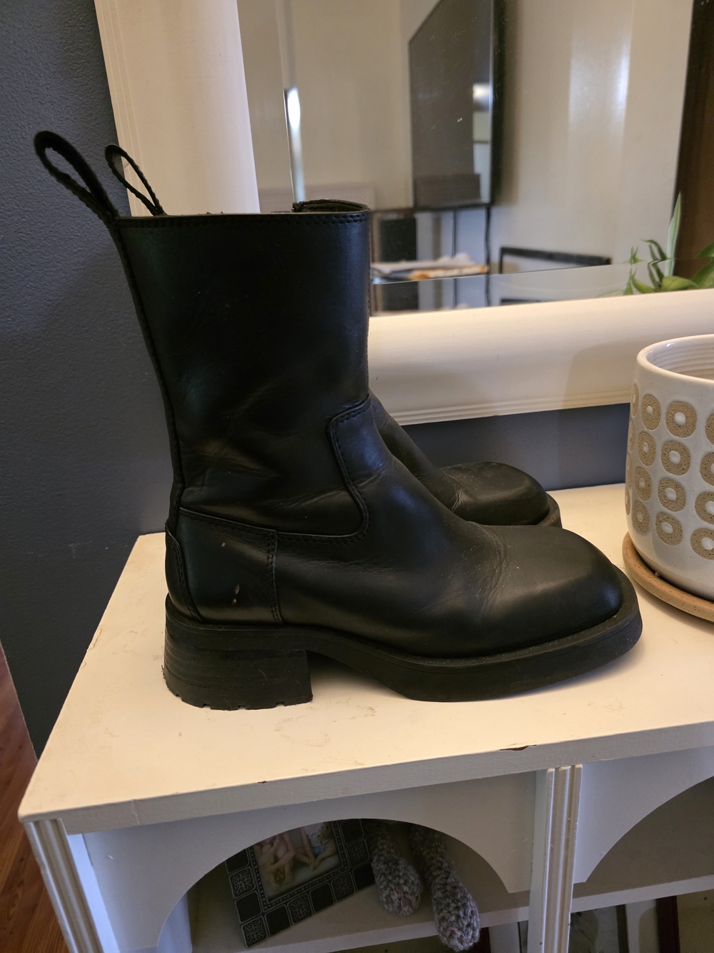 Miista Black Leather Ankle Boots